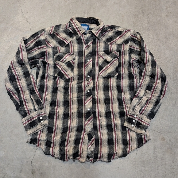 Wrangler Other - Y2k Wrangler Shacket Pearl Snap Insulated Men's L?XL? Plaid Flaws